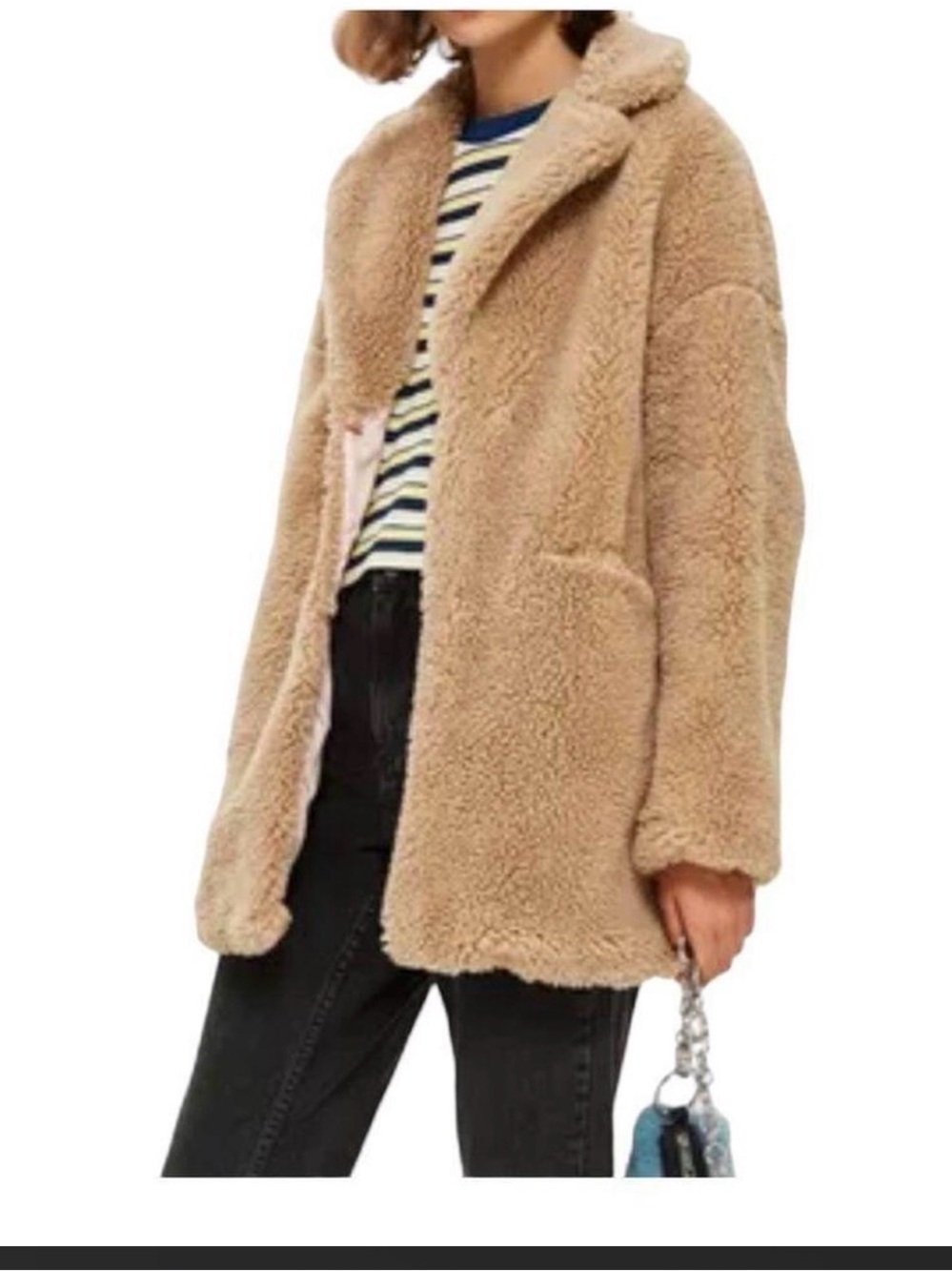 Topshop Camel Teddy Faux-Shearling Coat